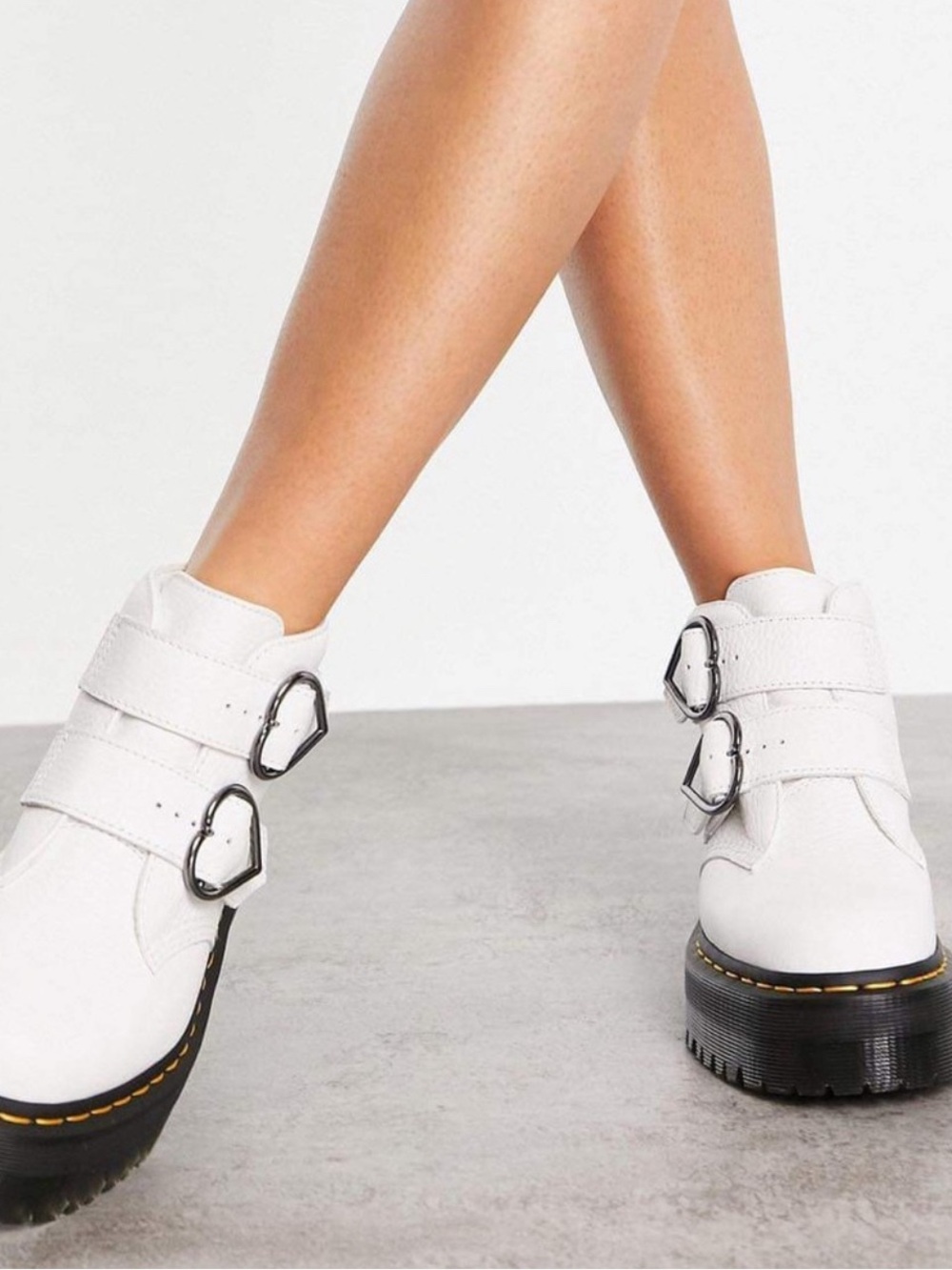 Dr. Martens Devon Heart Platform Boot White Size 8
